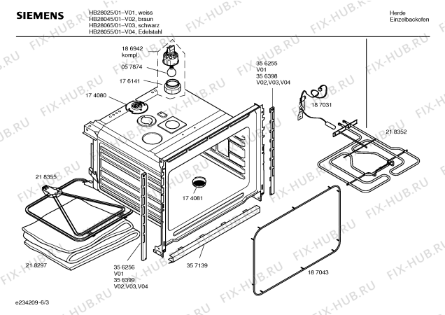 Взрыв-схема плиты (духовки) Siemens HB28055 - Схема узла 03