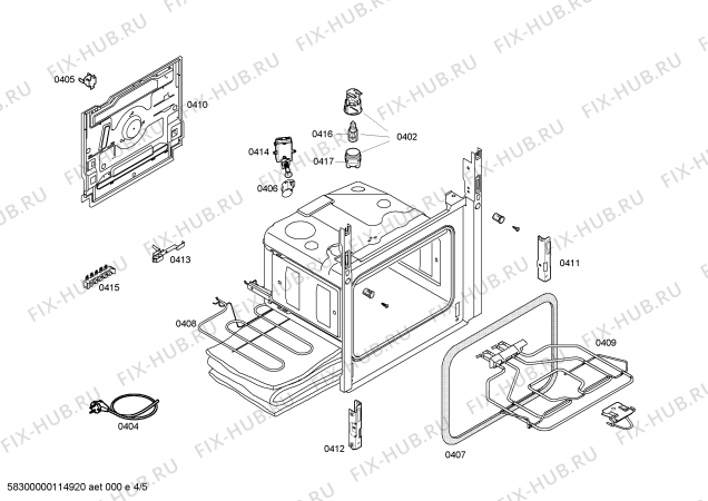 Взрыв-схема плиты (духовки) Siemens HM442200N - Схема узла 04