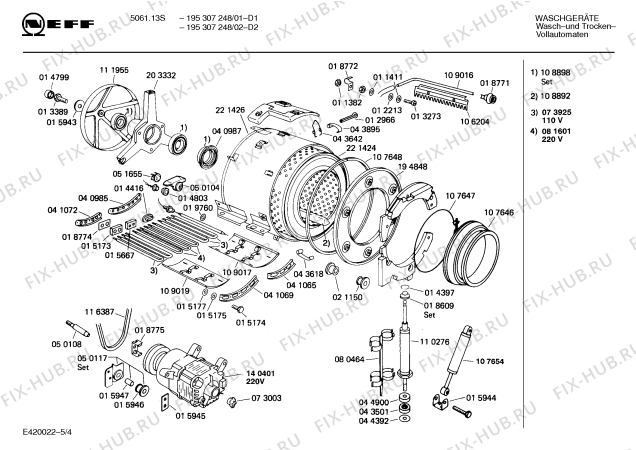 Взрыв-схема стиральной машины Neff 195307248 5061.13S - Схема узла 04