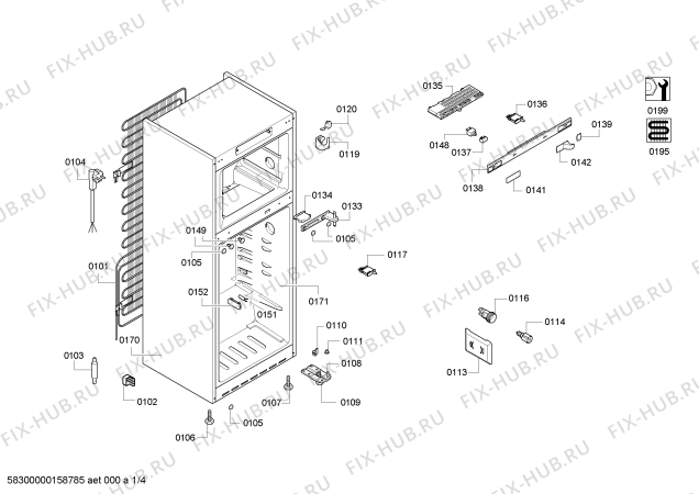 Схема №3 KDN46AI15N с изображением Дверь для холодильника Bosch 00687430