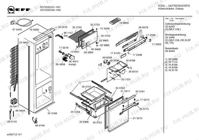 Схема №2 K5745X1 KF545 с изображением Инструкция по эксплуатации для холодильника Bosch 00529153