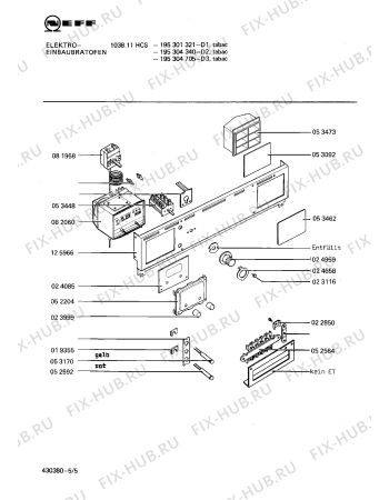 Взрыв-схема плиты (духовки) Neff 195301321 1038.11HCS - Схема узла 05