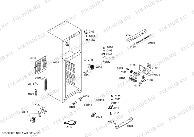 Схема №3 BD2603TE с изображением Дверь для холодильной камеры Bosch 00244270