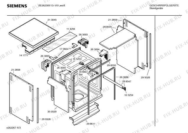 Схема №5 SE26230II Silencia с изображением Передняя панель для посудомоечной машины Siemens 00350997