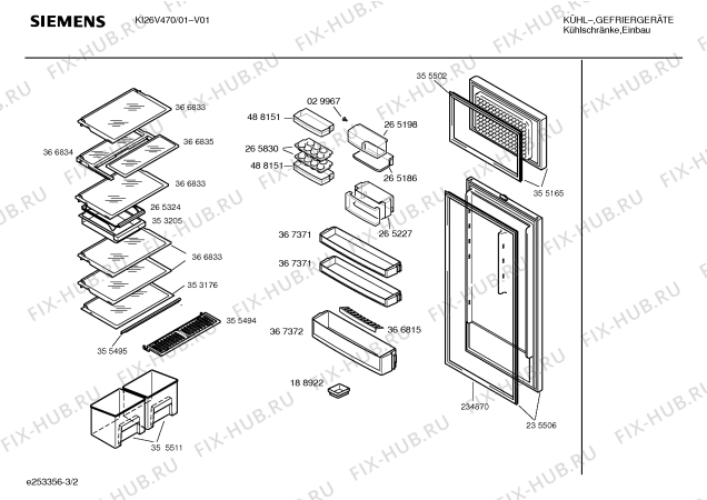 Взрыв-схема холодильника Siemens KI26V470 - Схема узла 02