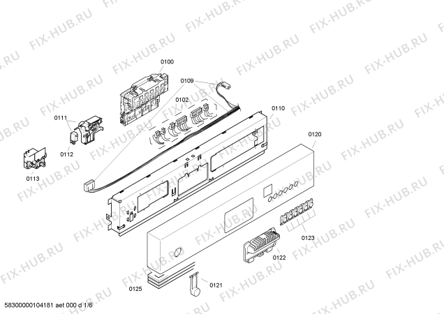 Схема №6 SGI55M05TC с изображением Передняя панель для электропосудомоечной машины Bosch 00440941