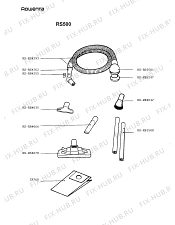 Взрыв-схема пылесоса Rowenta RS500 - Схема узла RS500___.__1