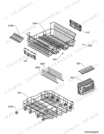Взрыв-схема посудомоечной машины Electrolux ESF6515LOX - Схема узла Basket 160