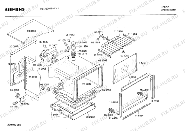Взрыв-схема плиты (духовки) Siemens HB320016 - Схема узла 02