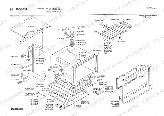 Взрыв-схема плиты (духовки) Bosch 0750452068 EB680EO - Схема узла 02