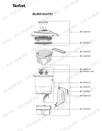 Взрыв-схема блендера (миксера) Tefal BL9031AU/701 - Схема узла HP004735.7P2