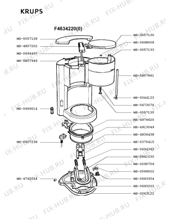 Взрыв-схема кофеварки (кофемашины) Krups F4634220(0) - Схема узла TP001831.7P2