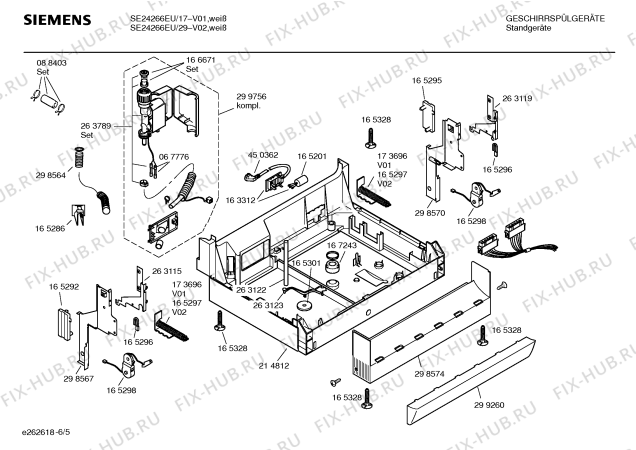 Взрыв-схема посудомоечной машины Siemens SE24266EU four seasons II - Схема узла 05