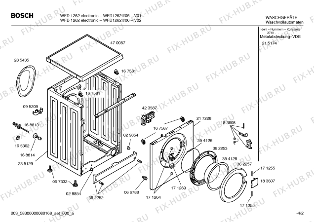 Схема №4 WFD1262II WFD 1262 TuAA с изображением Таблица программ для стиральной машины Bosch 00422303
