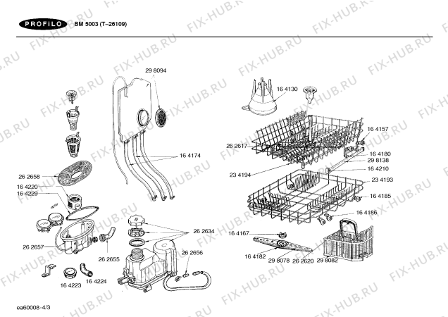 Схема №3 T-26109 с изображением Корзина для посуды для электропосудомоечной машины Bosch 00234193