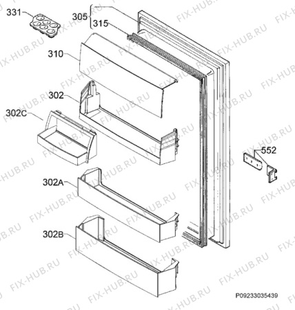 Взрыв-схема холодильника Electrolux ERG1402AOW - Схема узла Door 003