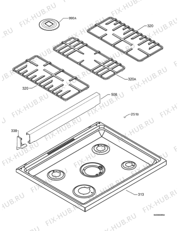 Взрыв-схема плиты (духовки) Electrolux EKM70571X - Схема узла Hob 271