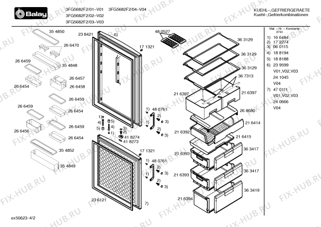 Взрыв-схема холодильника Balay 3FG5682F2 - Схема узла 02