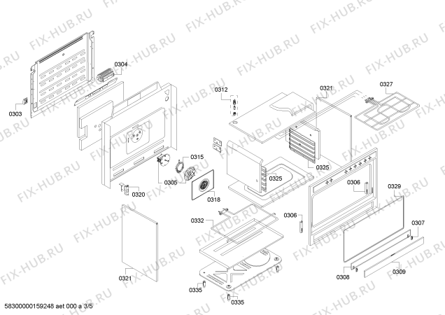 Взрыв-схема плиты (духовки) Bosch HSB775055Z - Схема узла 03