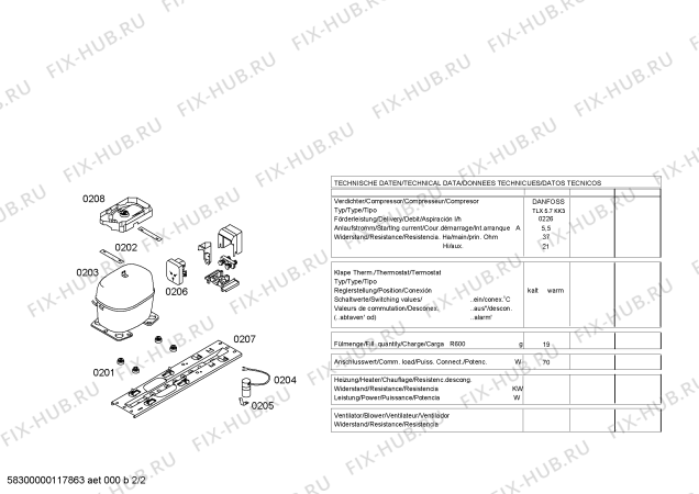 Взрыв-схема холодильника Bosch KTR14V20FF - Схема узла 02