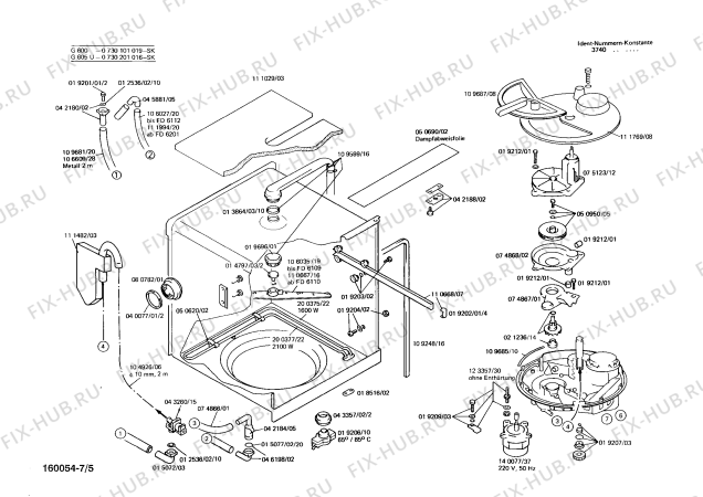 Взрыв-схема посудомоечной машины Bosch 0730201552 G605U - Схема узла 05