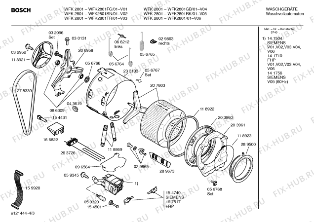 Взрыв-схема стиральной машины Bosch WFK2801RK WFK2801 - Схема узла 03