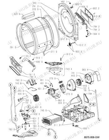 Взрыв-схема сушильной машины Whirlpool AWZ 8583 - Схема узла