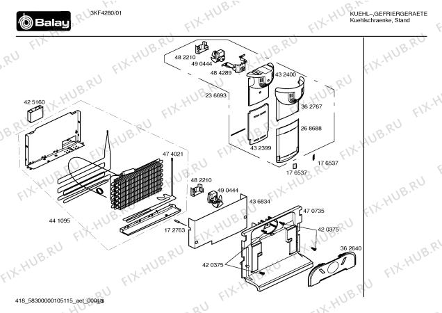 Взрыв-схема холодильника Balay 3KF4280 - Схема узла 03