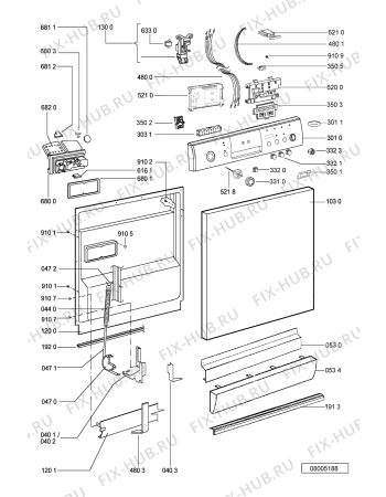 Схема №1 ADP 4710/5 AL с изображением Обшивка для посудомойки Whirlpool 481245373101