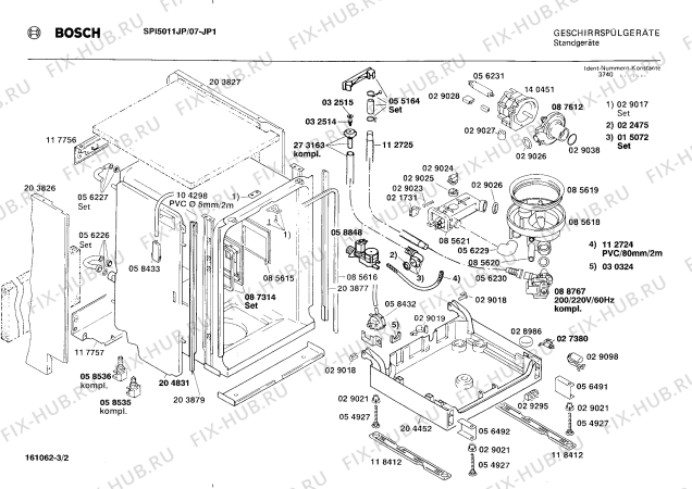 Взрыв-схема посудомоечной машины Bosch SPI5011JP - Схема узла 02