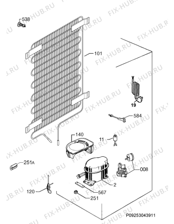 Взрыв-схема холодильника Zanussi ZRT618W - Схема узла Cooling system 017