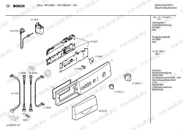 Схема №2 WFL2862 Maxx WFL2862 с изображением Панель управления для стиральной машины Bosch 00431953