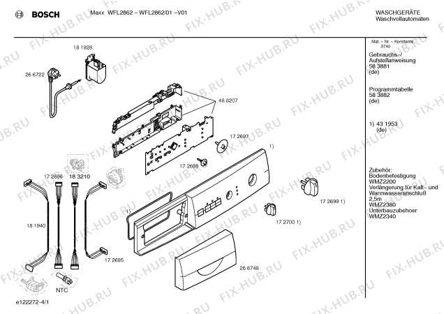 Схема №2 WFL2862 Maxx WFL2862 с изображением Инструкция по установке и эксплуатации для стиралки Bosch 00583881