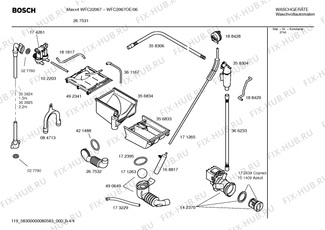 Схема №4 WFC2067OE Maxx4 WFC2067 с изображением Инструкция по установке и эксплуатации для стиральной машины Bosch 00590987