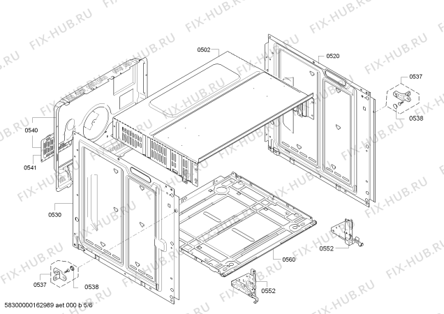Схема плиты (духовки) Siemens HB33GB550W - Схема узла 05 Взрыв-схема плиты (духовки) Siemens HB33GB550W - Схема узла 05