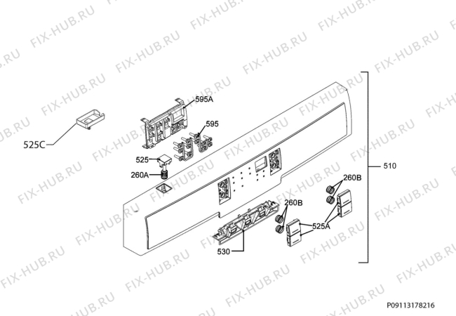 Взрыв-схема посудомоечной машины Electrolux ESF7000X - Схема узла Command panel 037