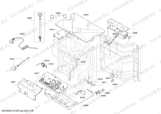 Взрыв-схема кофеварки (кофемашины) Bosch TCC78K750 - Схема узла 04