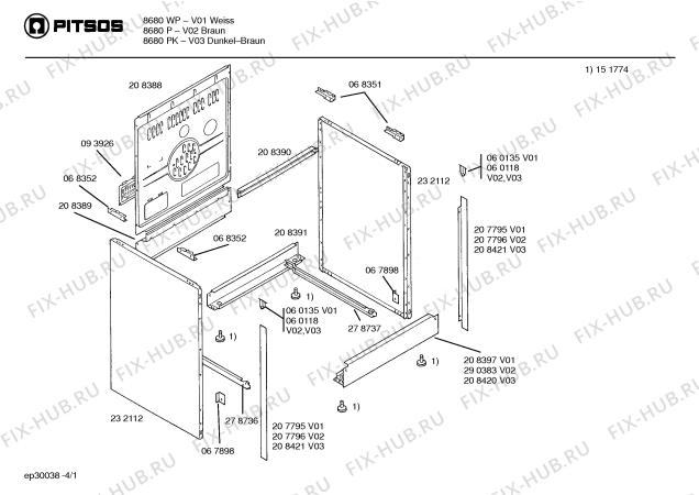 Схема №2 8680WP с изображением Панель для духового шкафа Bosch 00141091