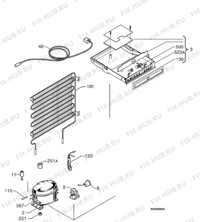 Взрыв-схема холодильника Zanussi ZV106RM - Схема узла Cooling system 017