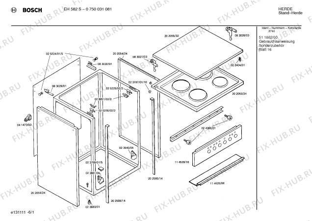 Схема №4 0750031094 EH582SG с изображением Ручка для плиты (духовки) Bosch 00026648