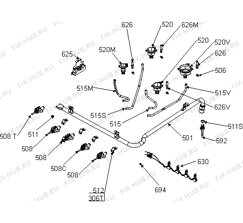 Схема №1 GN51220AW (241513, 152C.12) с изображением Отключатель для плиты (духовки) Gorenje 343185