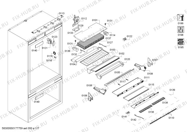 Схема №3 T30BB810SS с изображением Панель для холодильной камеры Bosch 00708919