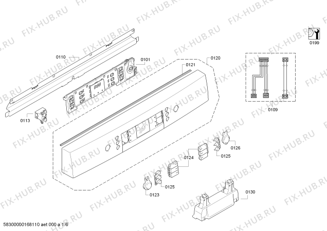 Схема №4 SMS60M08EU с изображением Передняя панель для посудомоечной машины Bosch 00675482