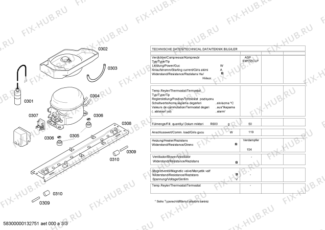 Взрыв-схема холодильника Bosch KGN34X43 - Схема узла 03