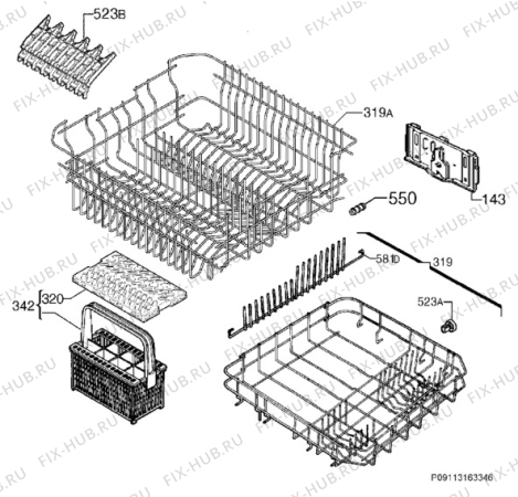 Взрыв-схема посудомоечной машины Electrolux ESL3635LO - Схема узла Basket 160