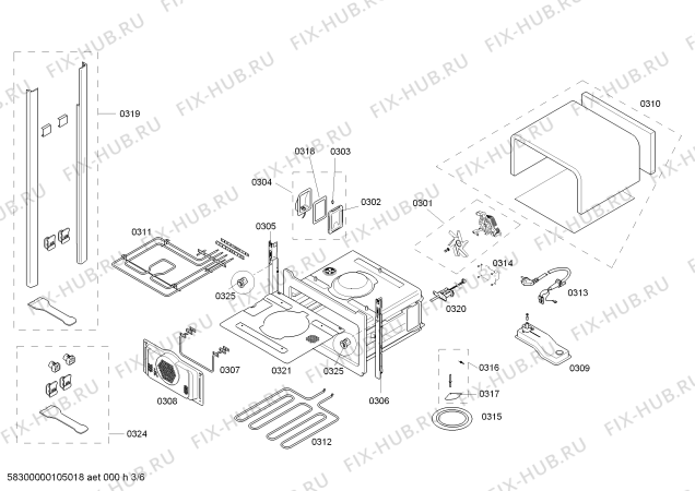 Взрыв-схема плиты (духовки) Siemens HB86K770S - Схема узла 03