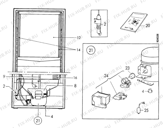 Взрыв-схема холодильника Arthurmartinelux AR3009B - Схема узла Cooling system 017