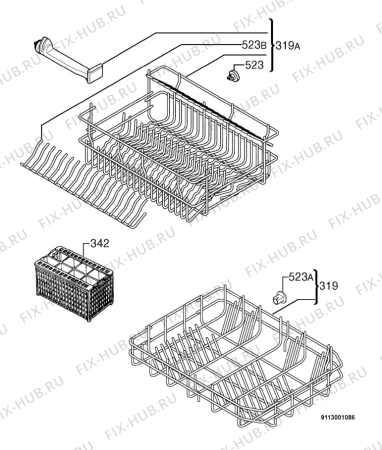 Взрыв-схема посудомоечной машины Arthur Martin ASF484 - Схема узла Basket 160