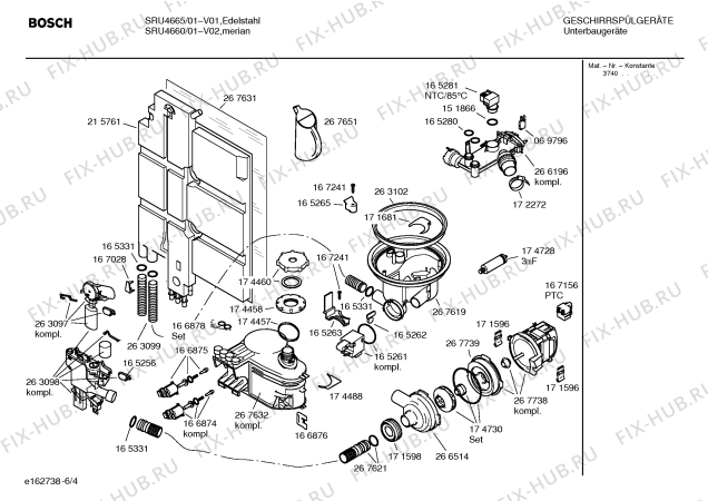 Взрыв-схема посудомоечной машины Bosch SRU4665 Silence comfort - Схема узла 04