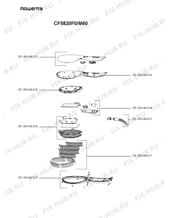 Схема №1 CF5820F0/M60 с изображением Корпусная деталь для электрофена Rowenta CS-00146317